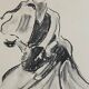 Tableau signé fusain portrait féminin « lady »