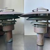 Pair large classic danish mcm outdoor wall lamps in  copper