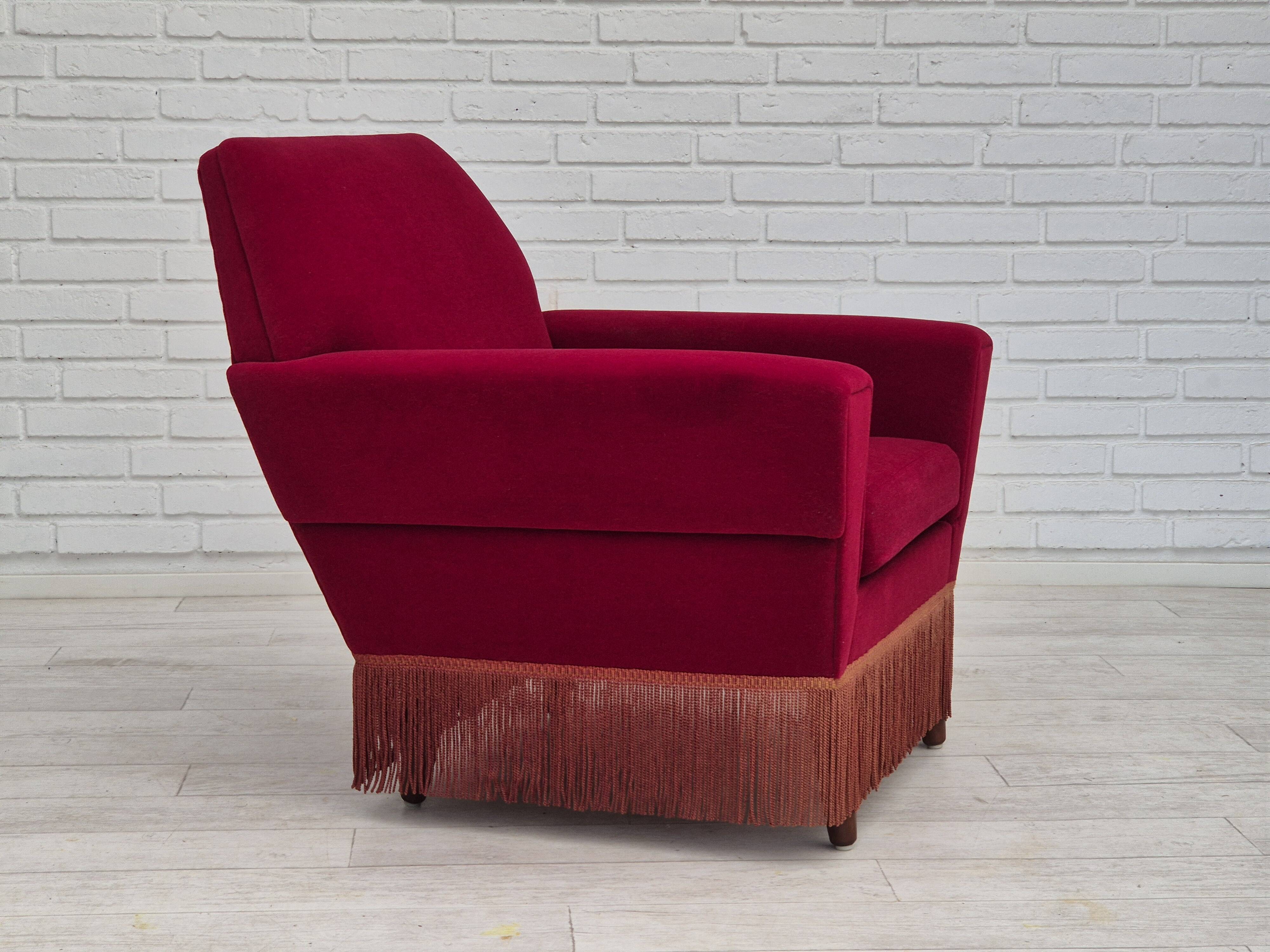 1970s, Danish armchair by Ryesberg Møbler, original condition, velour fabric.
