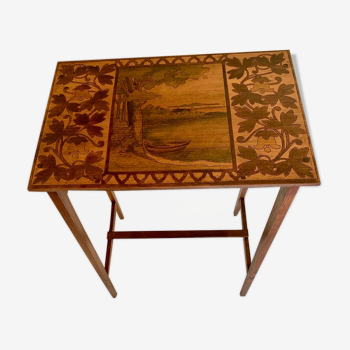 Art Deco pyrograved table