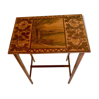 Art Deco pyrograved table