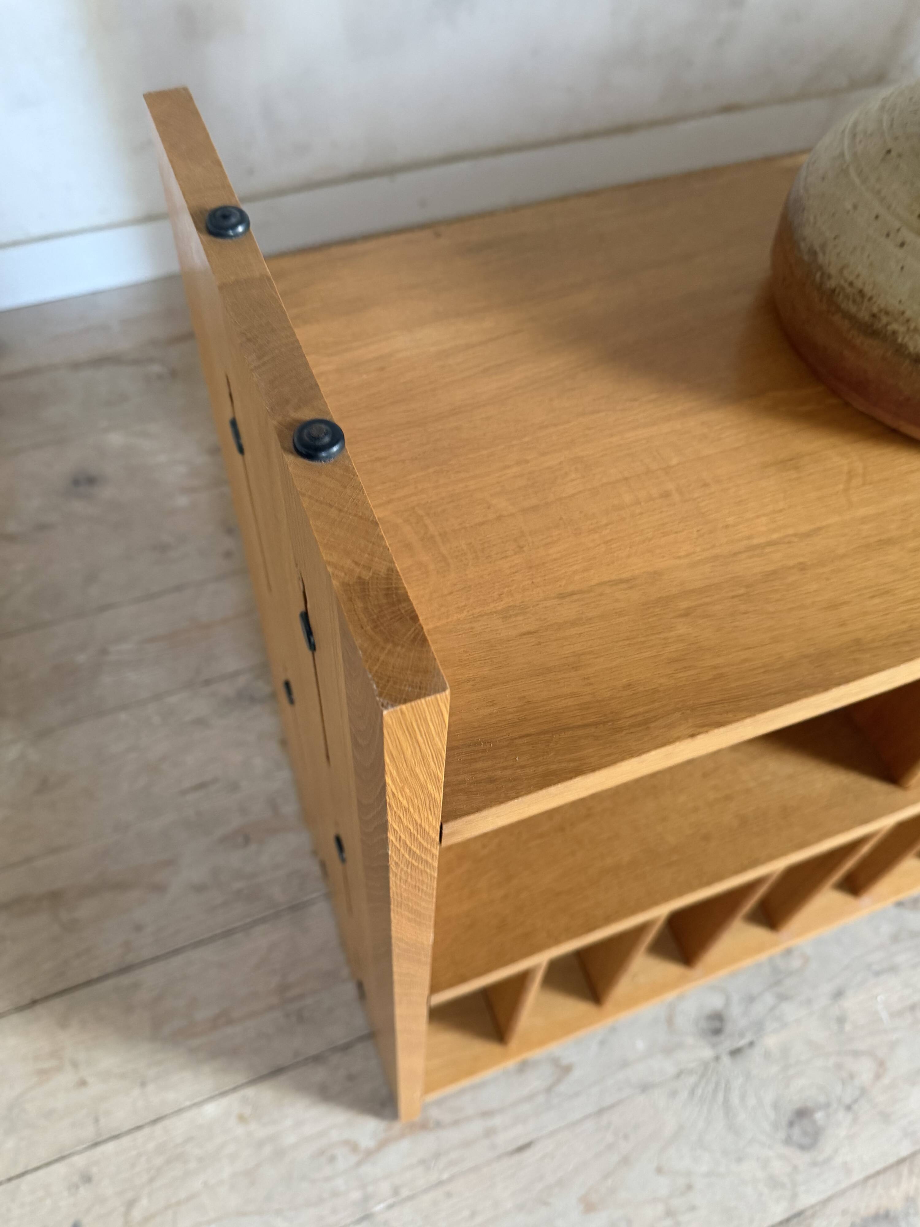 Showcase library vintage vinyl record cabinet solid oak