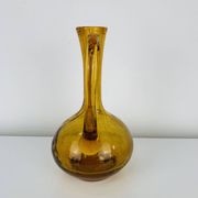 Vase verre bullé ambré vintage