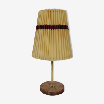 Lampe vintage en laiton et noyer années 60