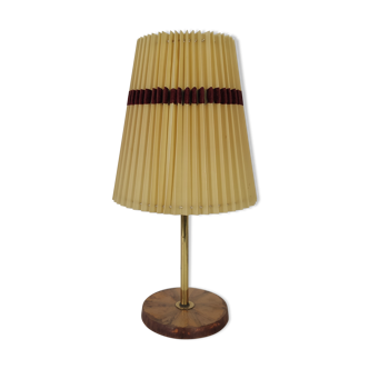 vintage brass and walnut lamp, 60s