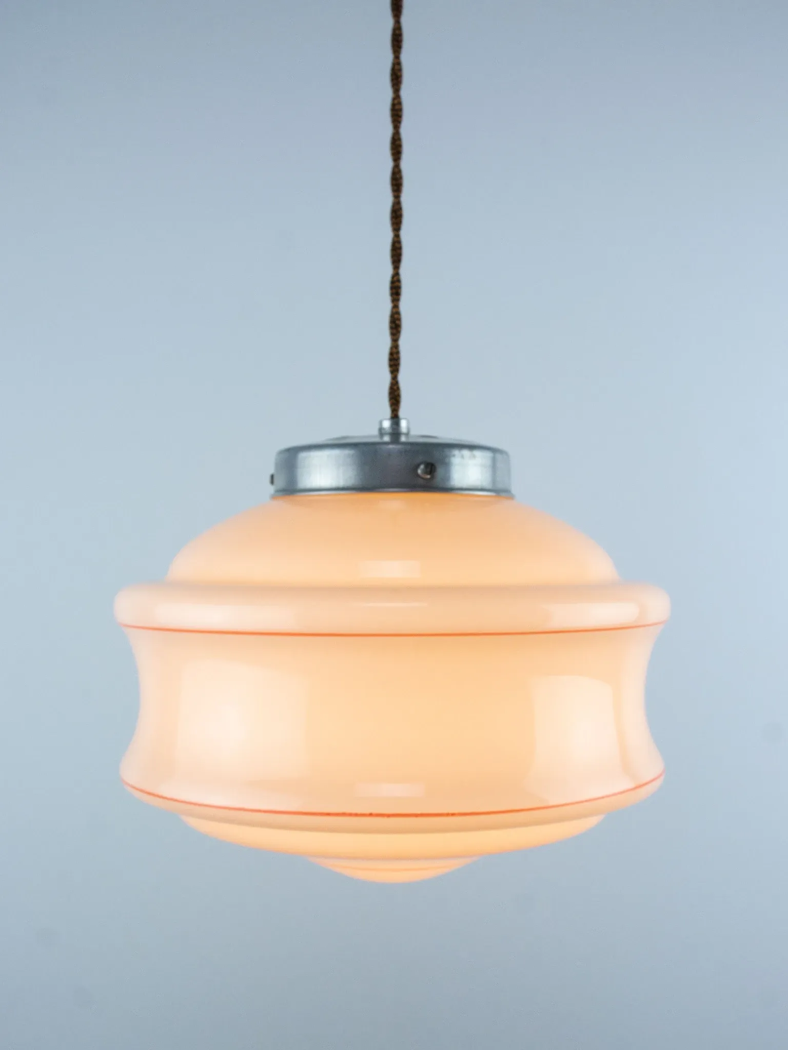 Vintage Art Deco Hanging Lamp, 1960s Pink Ceiling Light