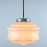 Vintage Art Deco Hanging Lamp, 1960s Pink Ceiling Light