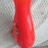 Vase ancien opaline rouge et jaune