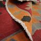 Tapis Kilim vintage rouge orange des années 1980, tissage plat tribal en laine, 287 x 150 cm