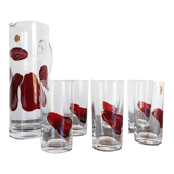Carafe service and glass with orangeade or bohemian crystal water