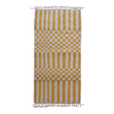 Tapis à rayure jaune et blanc - 206 x 101 cm