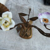 Vintage wall light in gold metal and flowers
