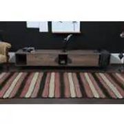 Striped Turkish Vintage Orange Beige Brown Kilim Wool Runner Rugs 142x315