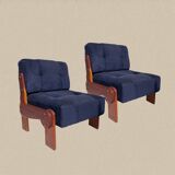 Blue corduroy and solid wood heater
