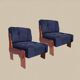 Blue corduroy and solid wood heater