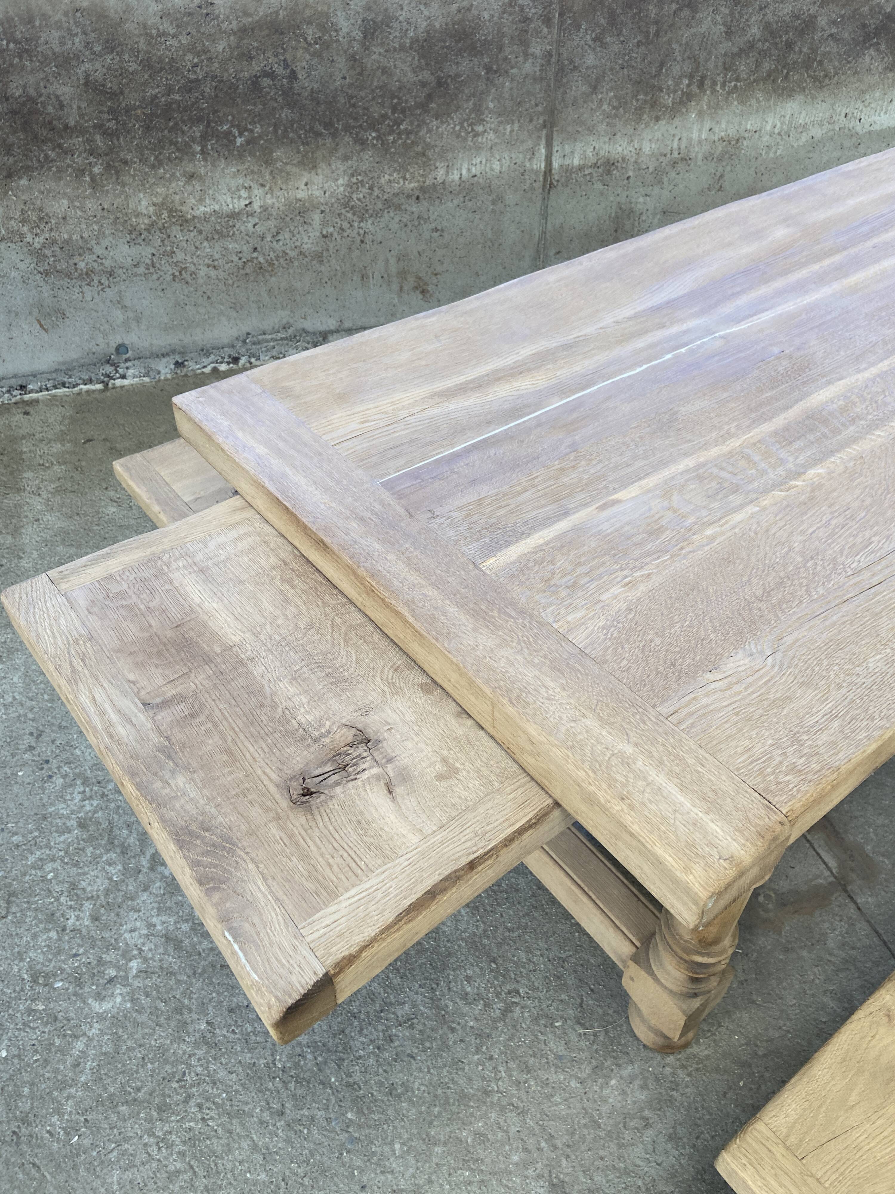 Large dining table monastery style raw natural oak