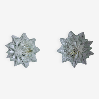 Pair of Murano "star" wall lights, frosted glass, Italy, 1970