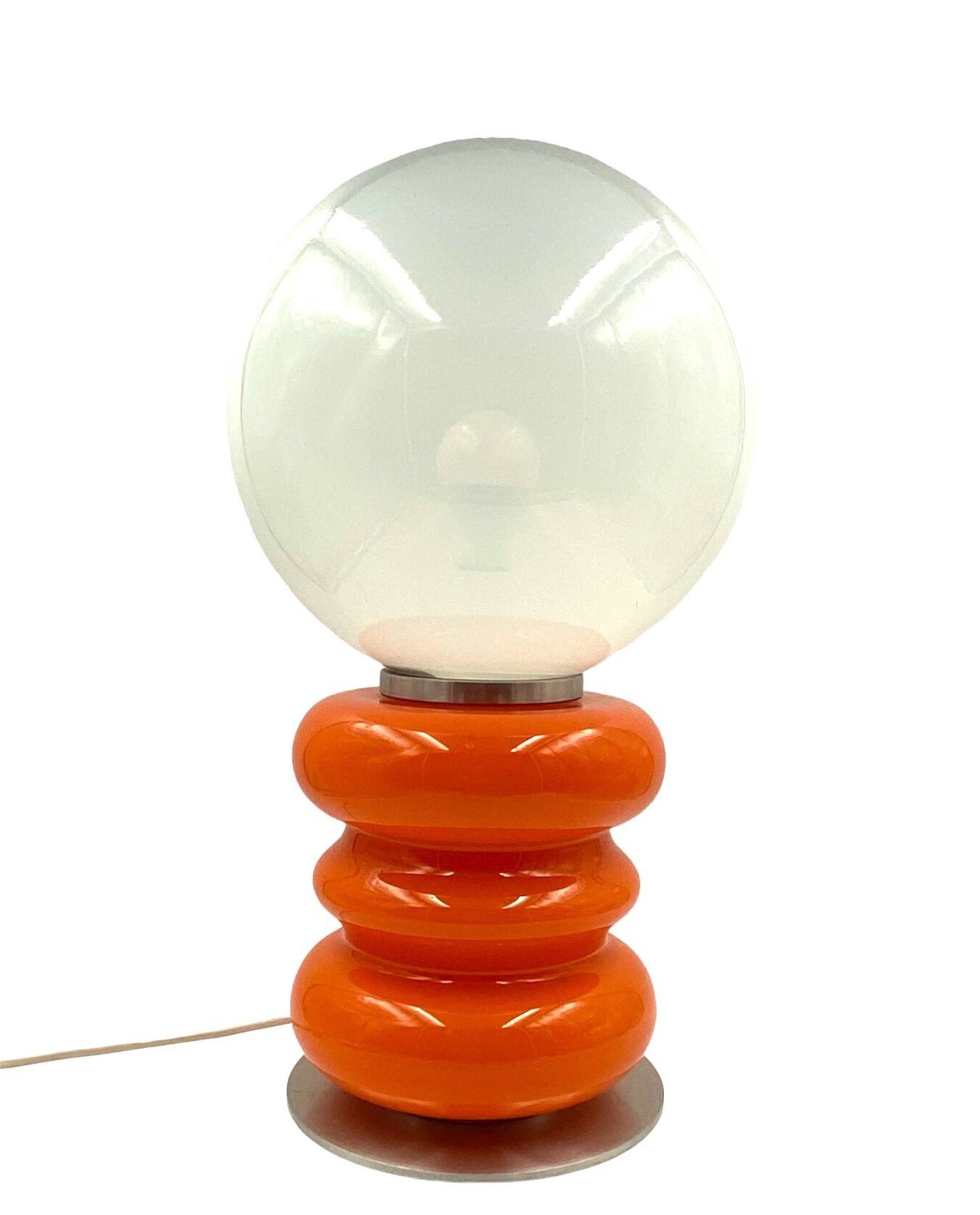 Space Age Orange Murano glass table lamp 1970s