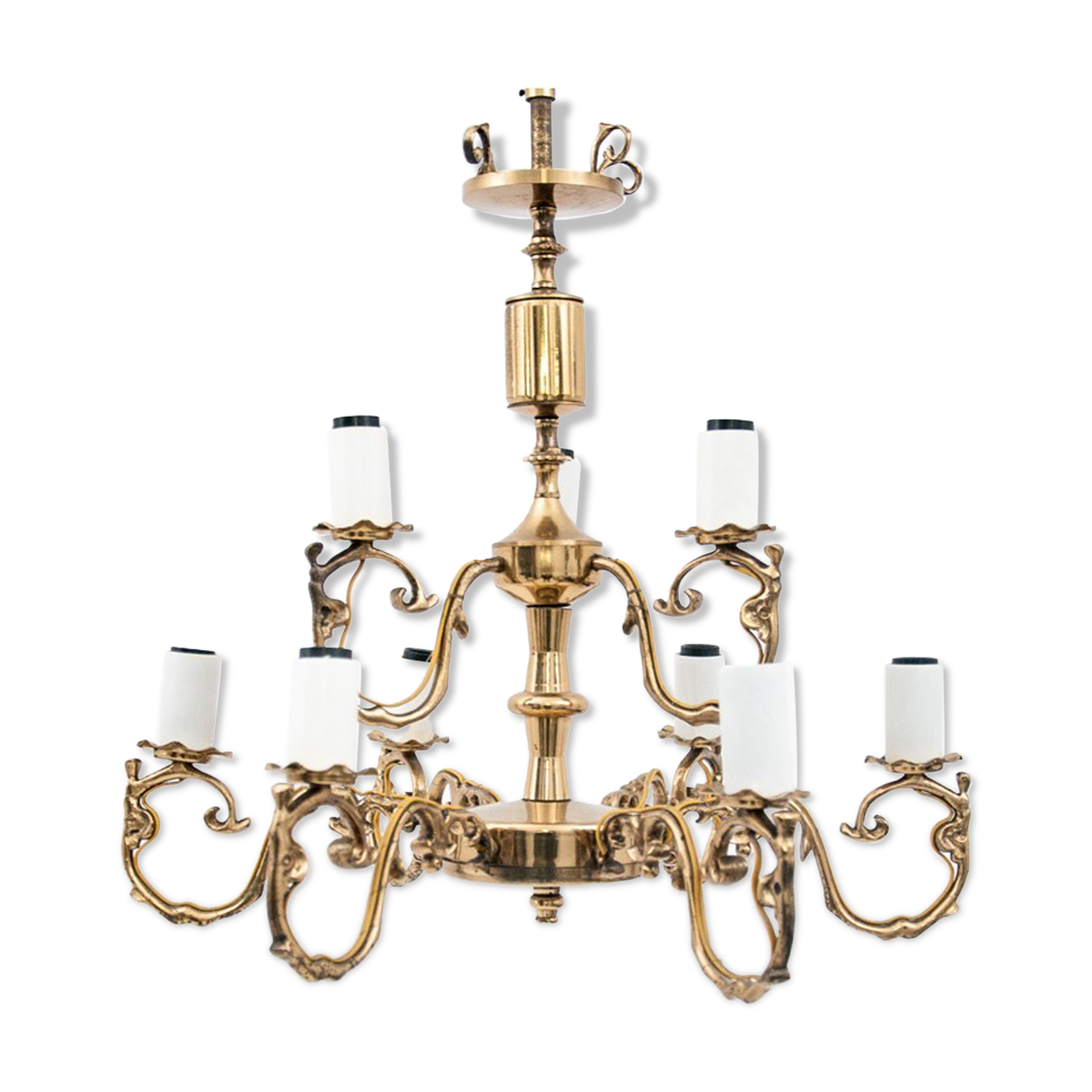 Brass chandelier, Poland, 1950s