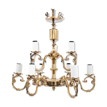 Brass chandelier, Poland, 1950s