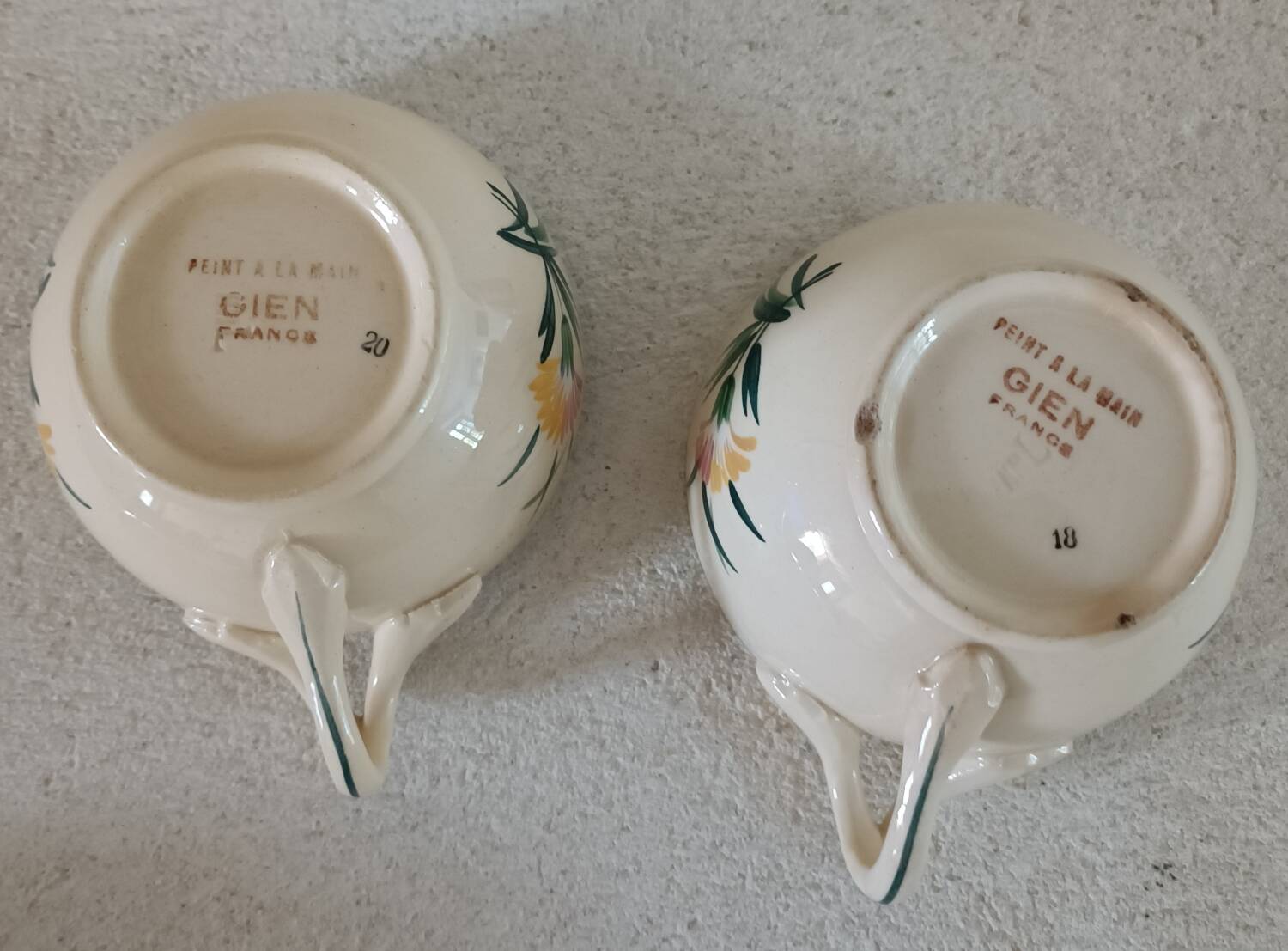 2 Gien tea cups and saucers