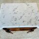 Louis XVI style bedside table, Carrara marble and mahogany