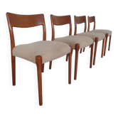 Danish Solid Teak Dining Chairs, 1960s, Set of 4