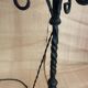 1970s wrought iron lamp, new 2m fabric cable, lampshade.