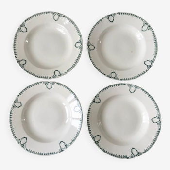 Lot de 4 assiettes creuses Terre de Fer Saint-Amand début XXème