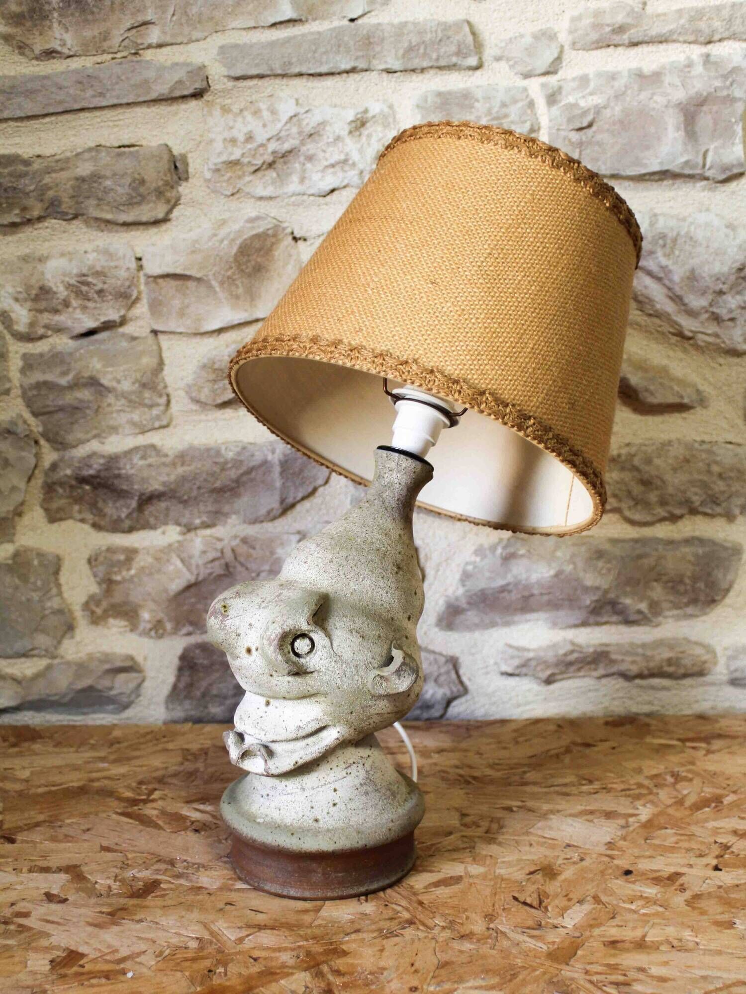 Stoneware lamp by Jean-Claude Séguin - Stoneware from Puisaye