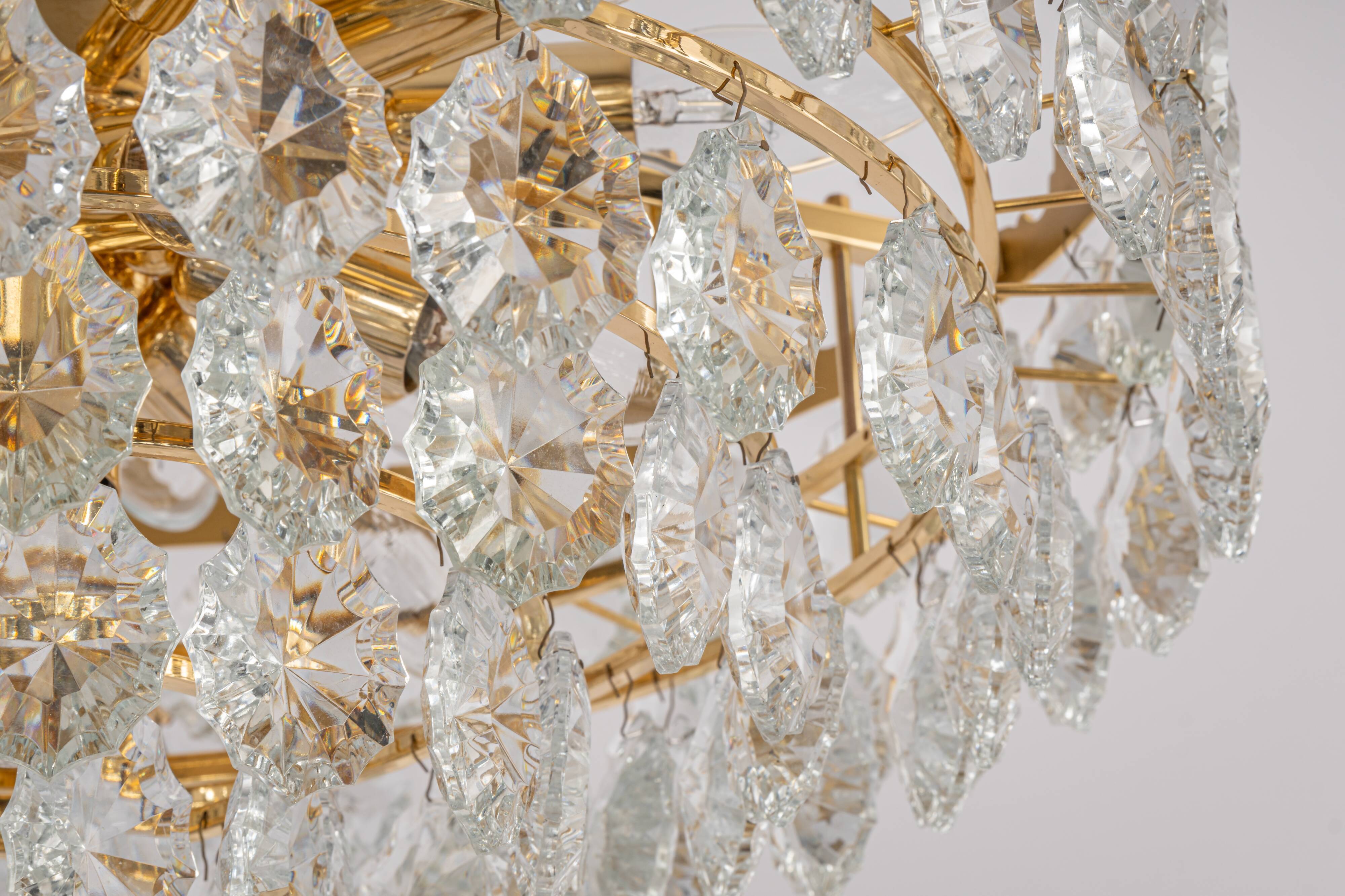 Bakalowits Chandelier, Brass and Crystal Glass, Austria, 1960s
