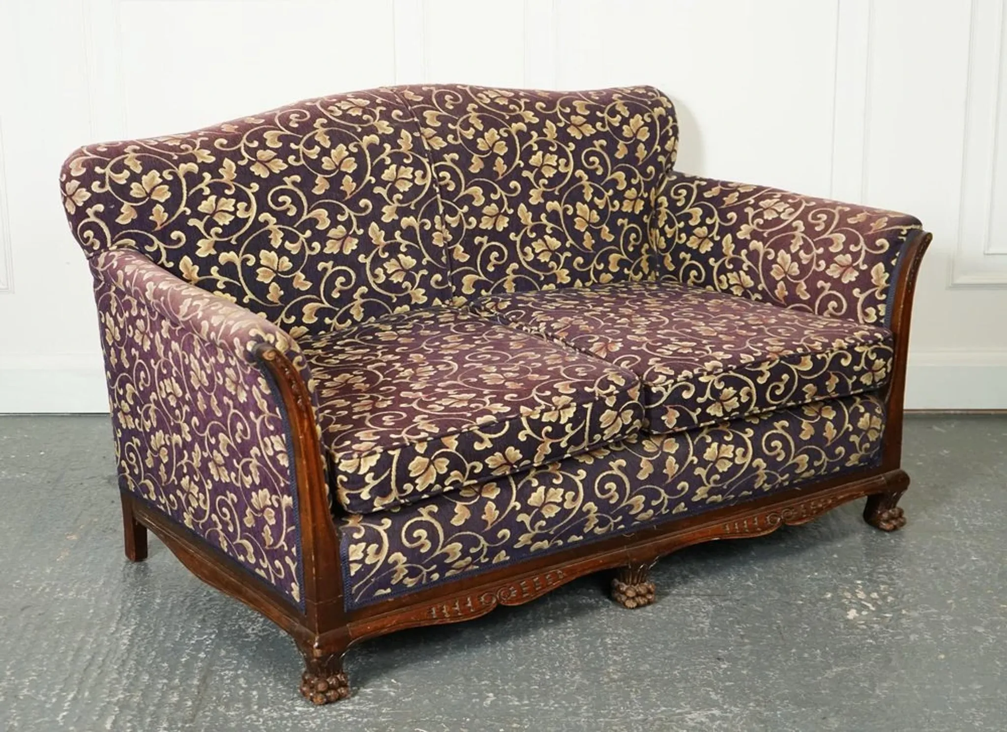 Victorian Fabric Sofa and Armchairs, Set of 3