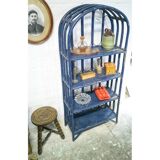 Blue rattan shelf