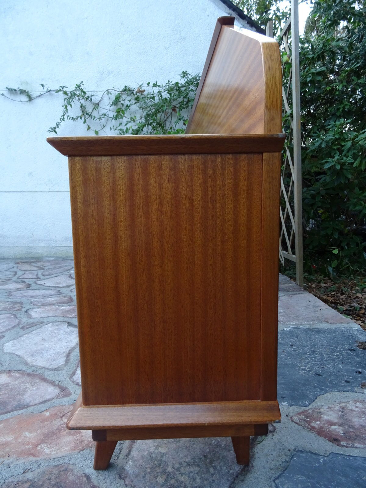 Double teak headof with bedside