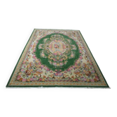 1970s Vintage Persian Handmade Wool Cotton Green Area Rug ❤ 283x396