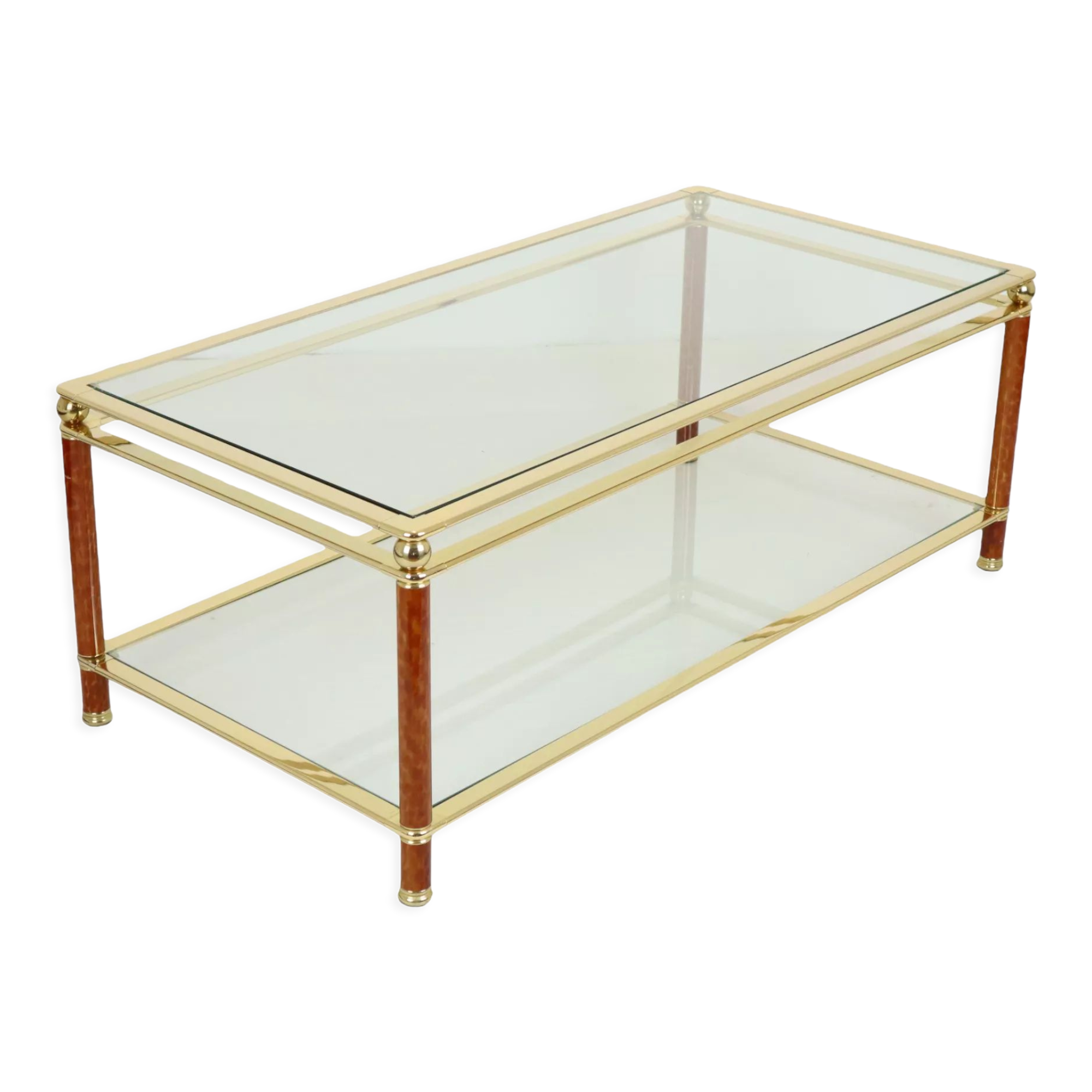 Coffee Table Italian Design Gold Plated Chrome Glass Orsenigo Hollywood Regency 120cm