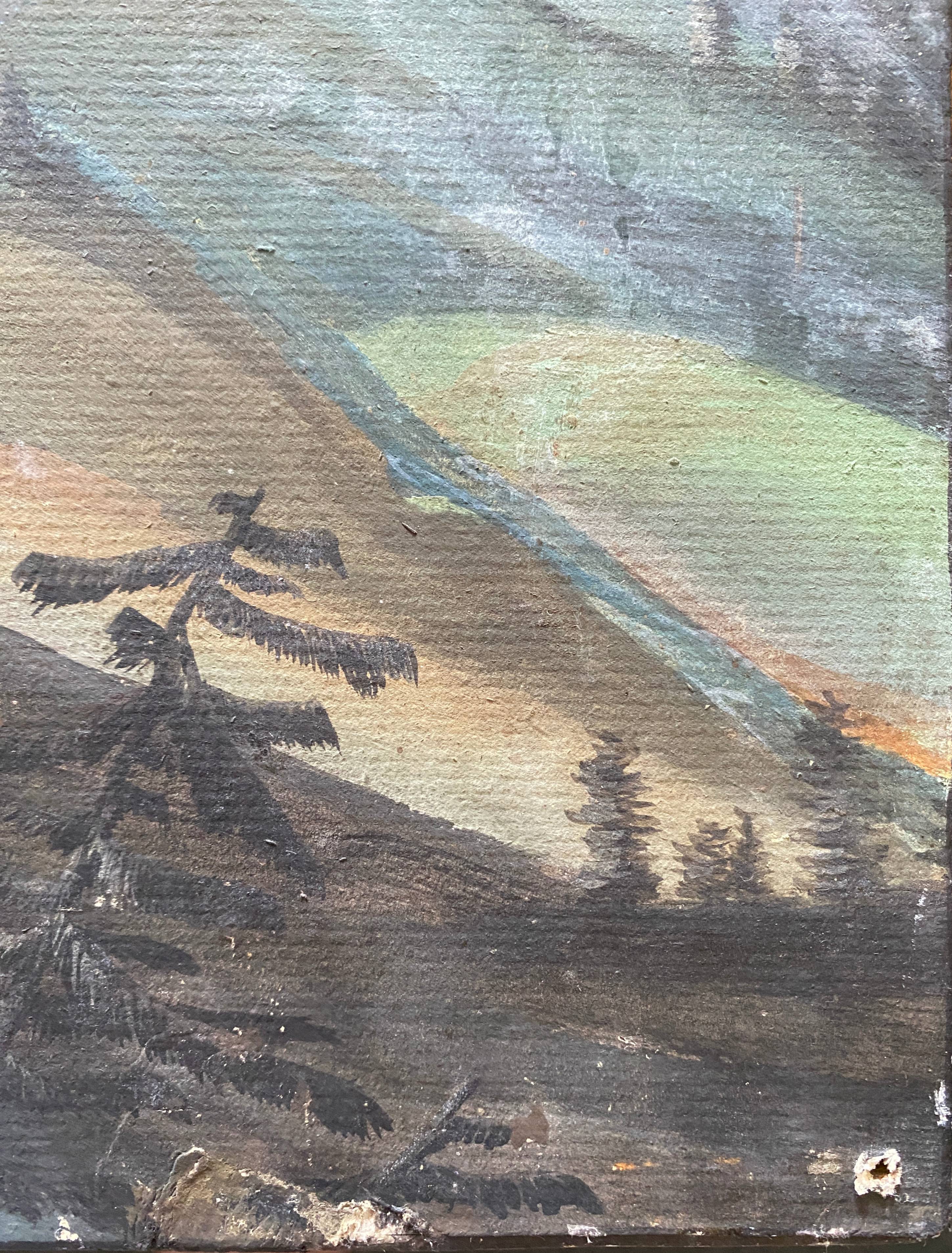 Old Gouache Painting (18th/19th century) View of the Galcier Alps (Vorderaar?) Switzerland