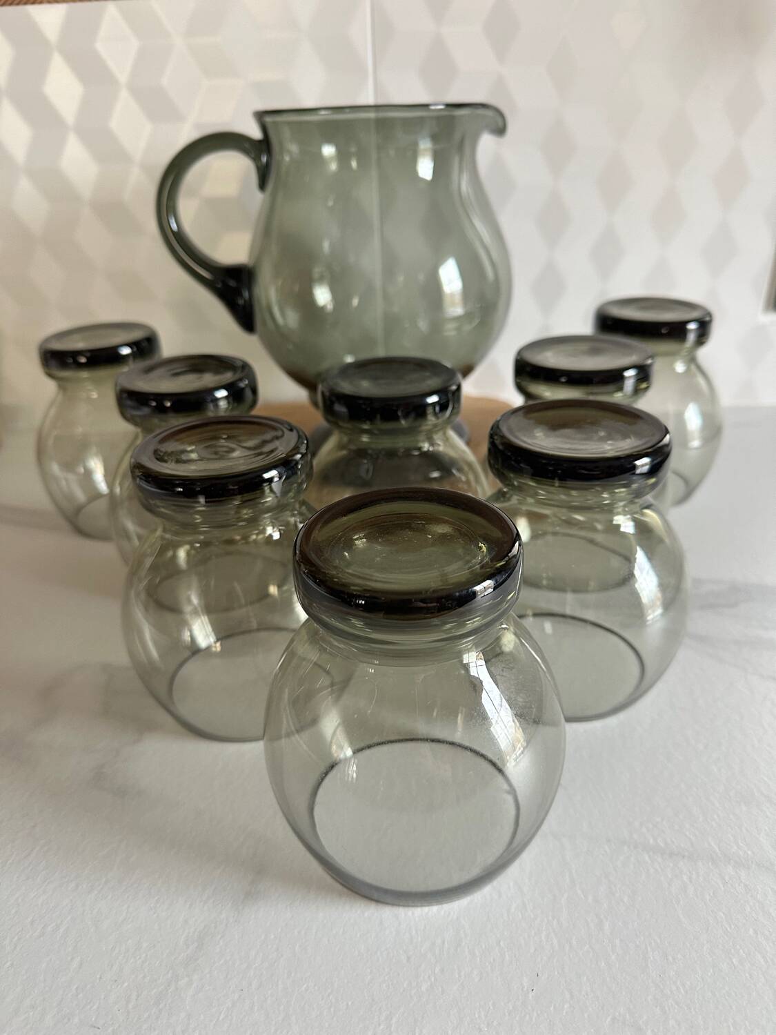 Carafe & vintage glasses service 70'