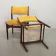 Vintage Design Teak Wooden Dining Chairs with Honey Yellow Corduroy Fabric