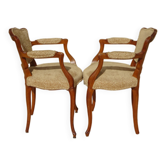 Anciens fauteuils en bois et velours, les 2