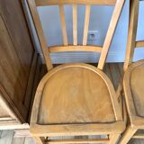 Set of 5 Luterma light blond wood bistro chairs from the 50s