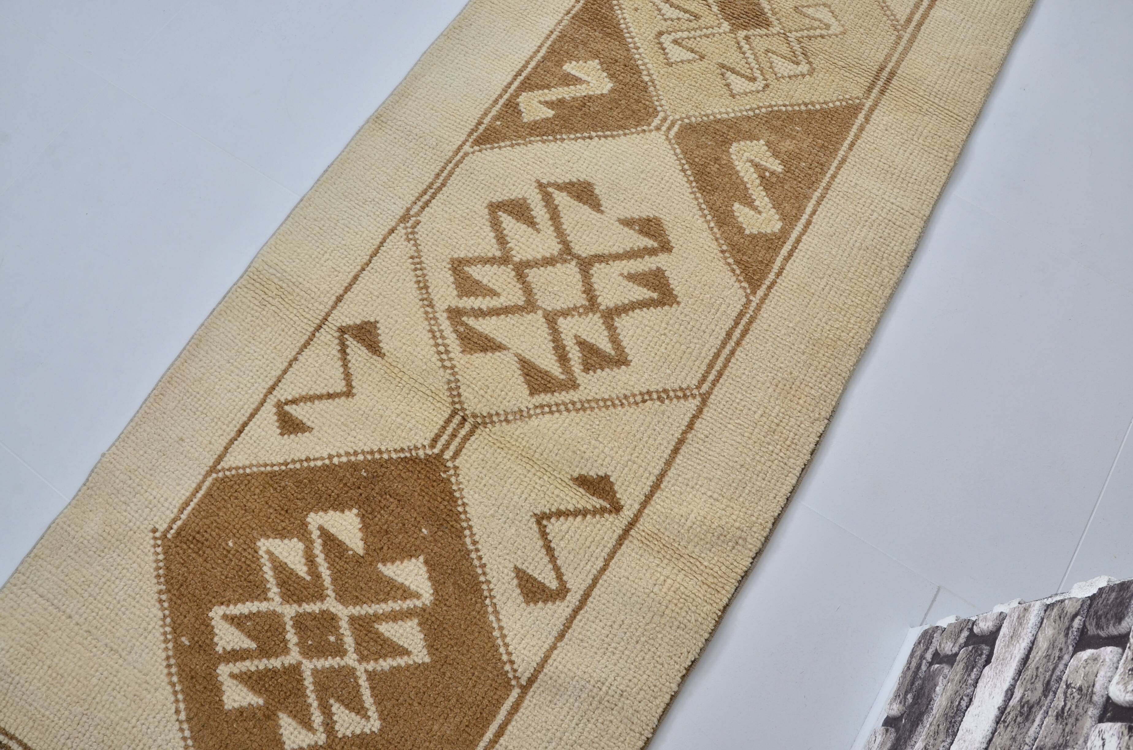 White Tribal Oushak Turkish Runner sku 2071