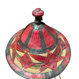 Wicker and leather hat