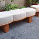 Three-Seater Benches in Sinuous Light Wood and Dedar Fabric, 2000s, Set of 2