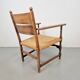 Vintage Dutch Bobbin Armchair in Oak and Rush, 1930s