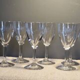 6 Wine Glasses - Small cut decoration - Period 1900