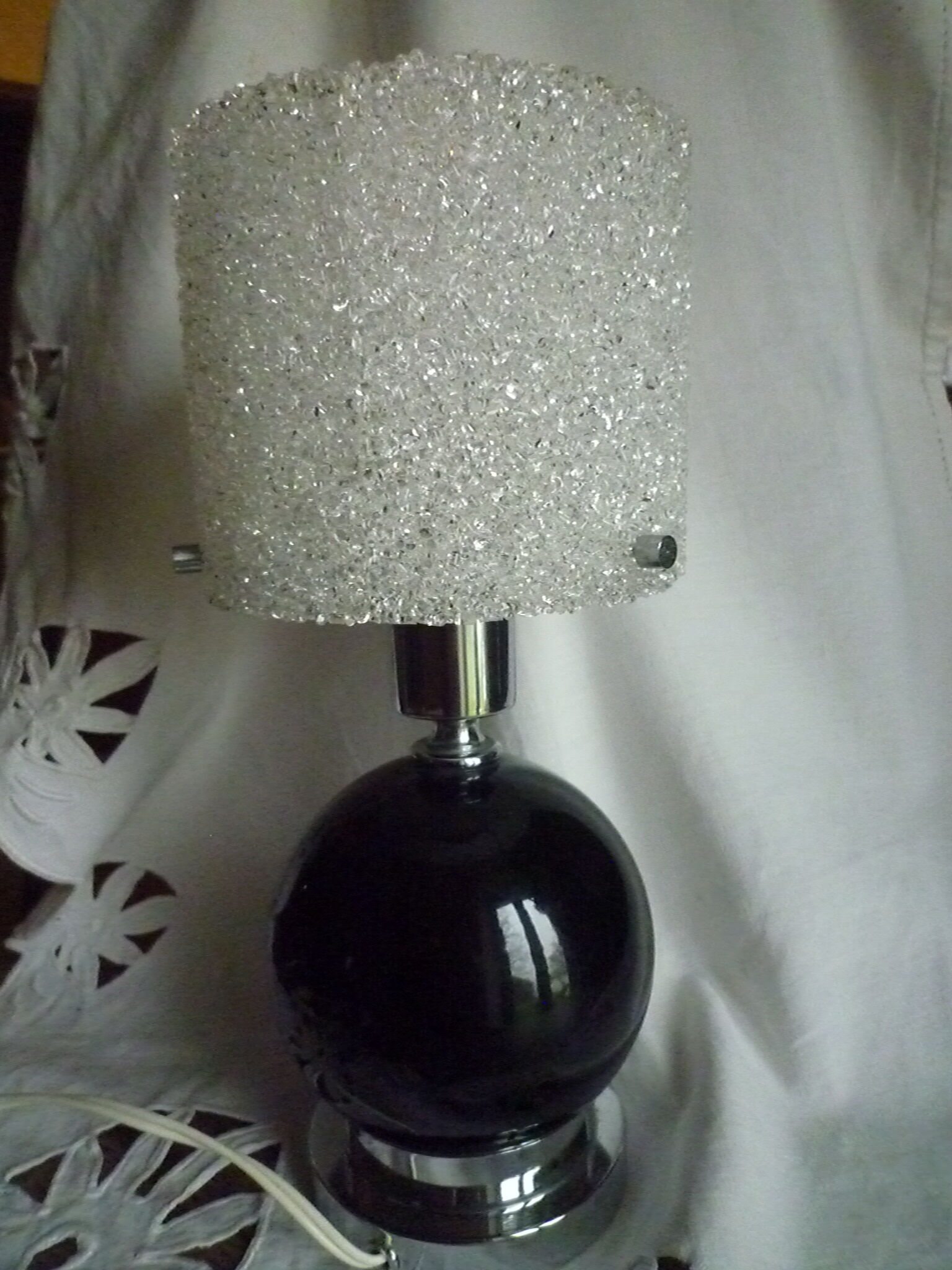 Vintage bedside lamp in Perspex, granite resin 1950