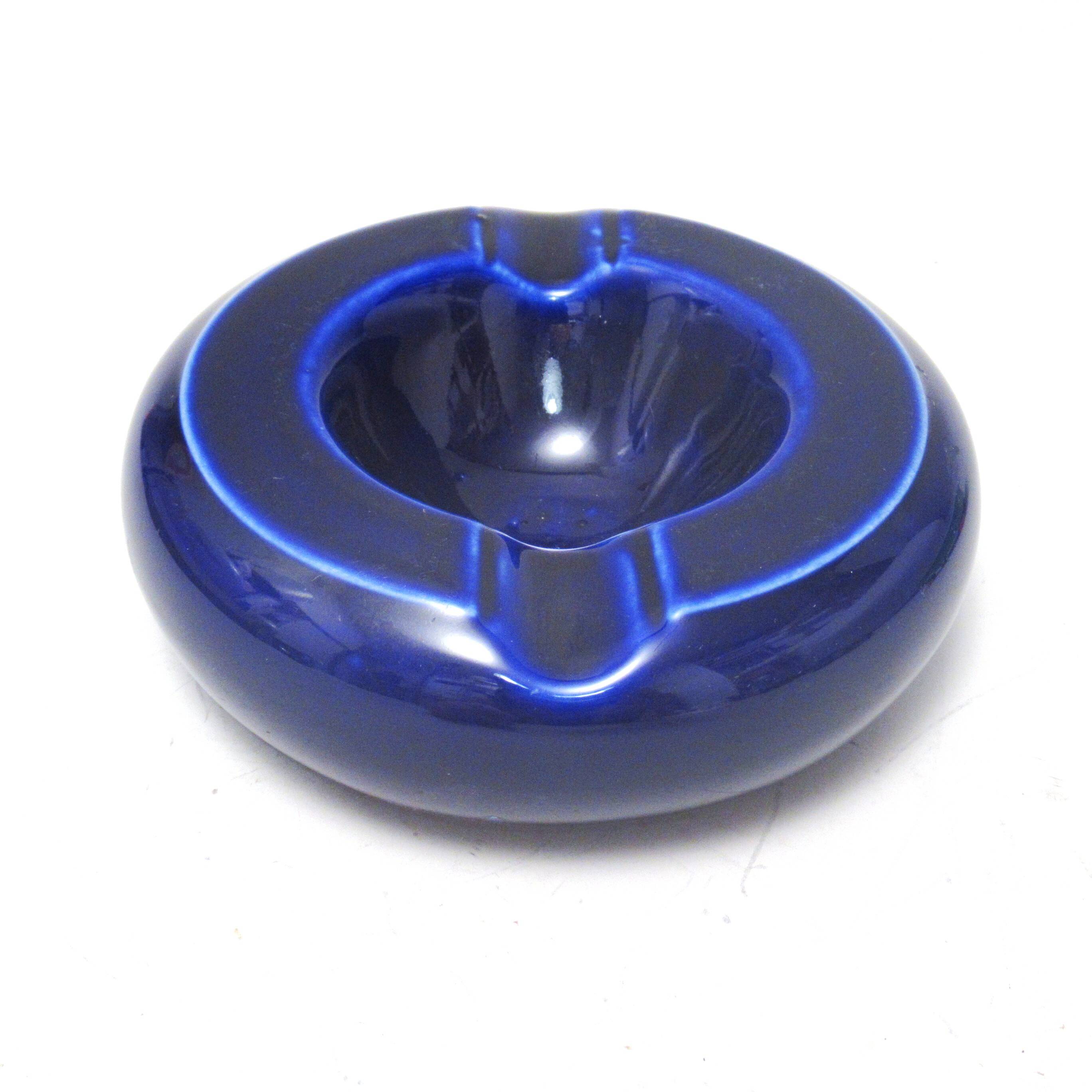 Modernist blue ceramic ashtray from the 1960s.