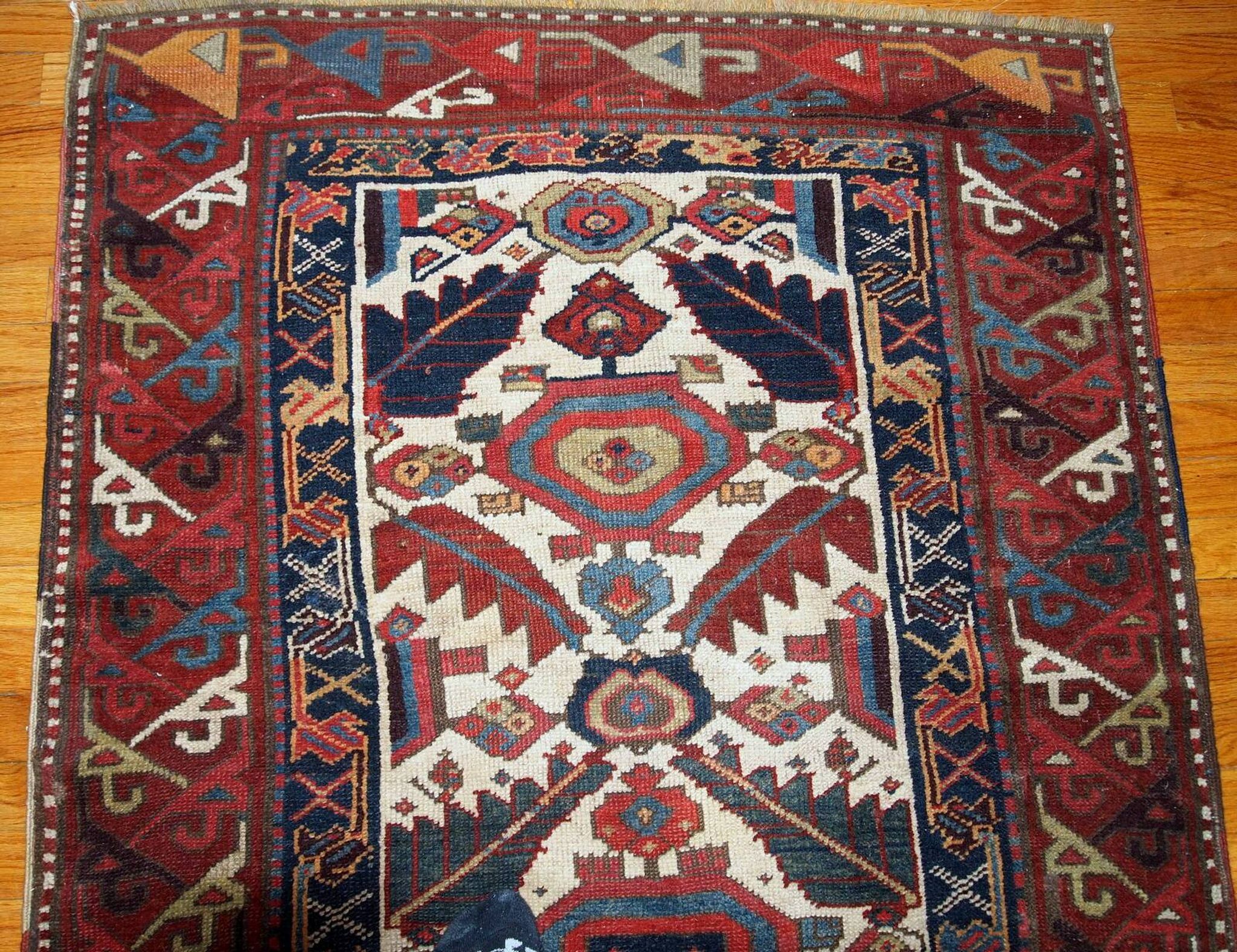 Handmade antique collectible Northwest Persian runner 4' x 14.3' (122cm x 436cm) 1840s - 1B658
