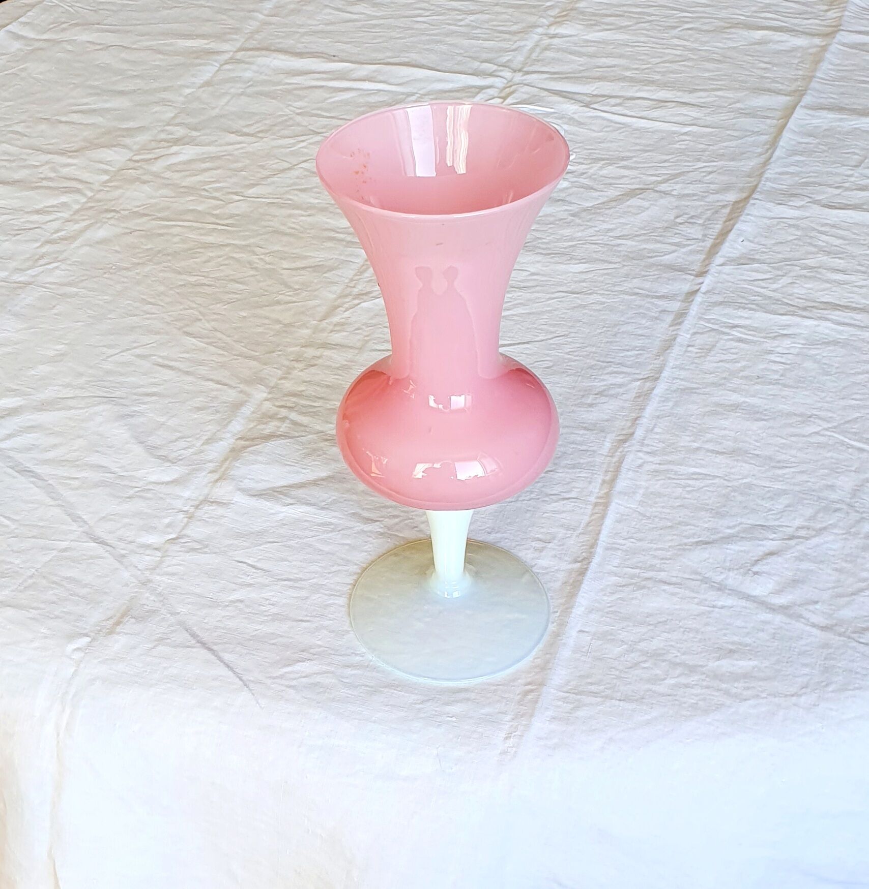 Large opaline vase on foot